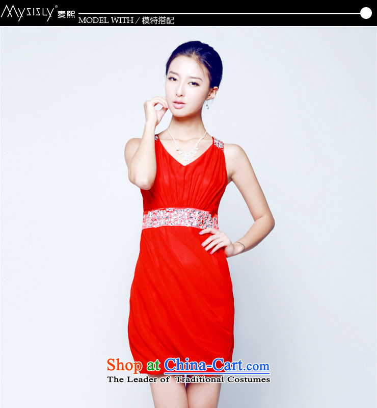 2014 new mak-hee elegance Red Dress Short of marriage bows bridesmaid to skirt water drilling, Red S/155 decorated short picture, prices, brand platters! The elections are supplied in the national character of distribution, so action, buy now enjoy more preferential! As soon as possible.