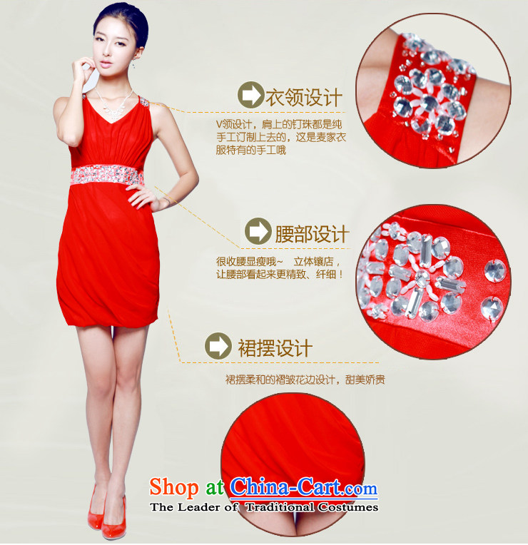 2014 new mak-hee elegance Red Dress Short of marriage bows bridesmaid to skirt water drilling, Red S/155 decorated short picture, prices, brand platters! The elections are supplied in the national character of distribution, so action, buy now enjoy more preferential! As soon as possible.