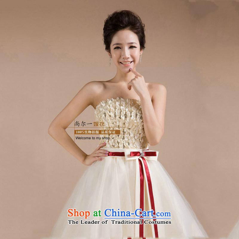 Naoji a bride wedding dress red short, wipe the Chest dinner drink service bridesmaid dress new dresses XS587 small White XL