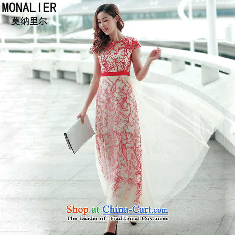 Monari's 2014 stars show, embroidery large web dress dresses dress bridesmaid skirt 6005 Red XL