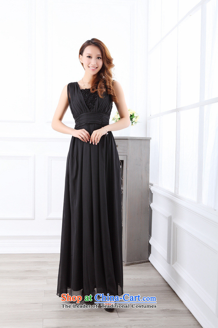 The end of the light (MO) 2014 QIAN women's irrepressible V-Neck flowers of the waist vest chiffon bridesmaid sister small dress dresses 9013 long black are code pictures, prices, brand platters! The elections are supplied in the national character of distribution, so action, buy now enjoy more preferential! As soon as possible.