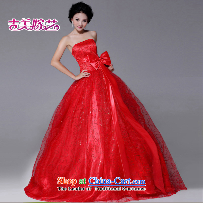 Wedding dress Kyrgyz-american married Korean version of the new arts princess dress?LS240 anointed chest to bride dress red?XS