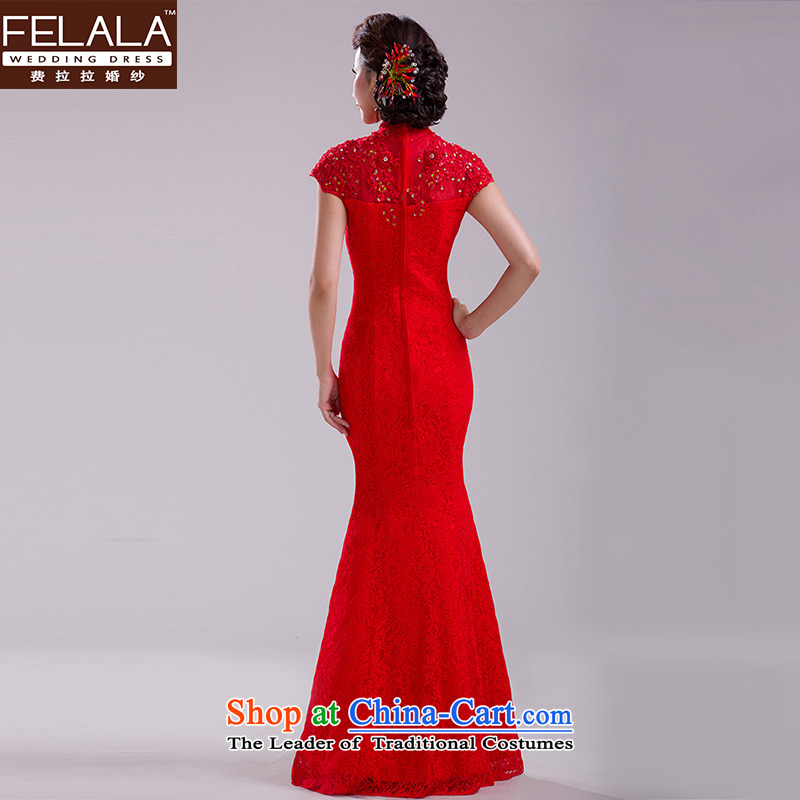 Ferrara 2015 new large red retro lace bride bows services foutune crowsfoot long evening dress skirt M Suzhou shipment of Ferrara wedding (FELALA) , , , shopping on the Internet