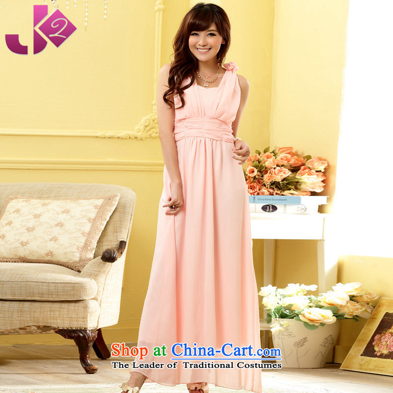 The new summer 2015 Jk2.yy Korean elegant Foutune of video-sweet manually shoulder flower V-Neck chiffon long skirt sister services bridesmaid dress dresses purple 2XL recommendations about 150 ,JK2.YY,,, shopping on the Internet