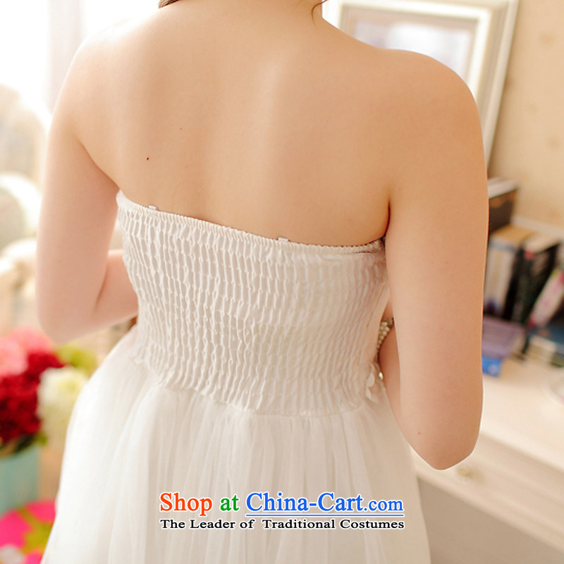 Honey bej stereo little flowers bows services evening dresses and chest skirt evening dresses dresses short skirts of Princess Dinner Show the ceremony performances under the auspices of white, honey bay (mibeyee) , , , shopping on the Internet