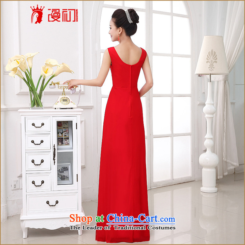 At the beginning of Castores Magi evening dress 2015 new shoulders dress long Korean video thin diamond jewelry Sau San married female RED M, bows to diffuse the early shopping on the Internet has been pressed.