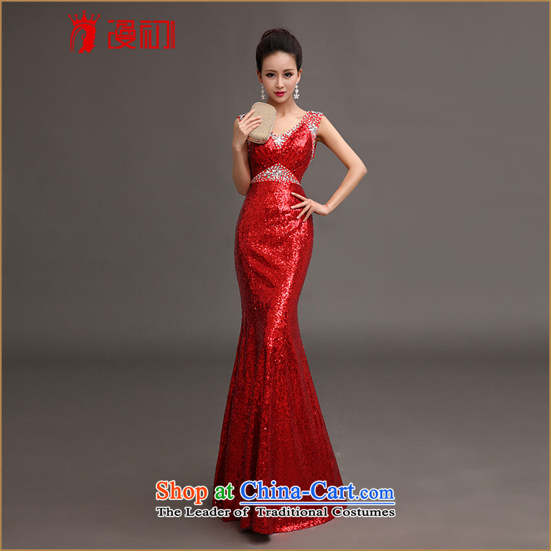 At the beginning of Castores Magi evening dress new luxury on 2015 chip elegant sexy shoulders crowsfoot dress car models to the moderator will crystal clear Red M early man , , , shopping on the Internet