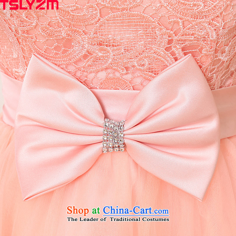 The Korean version of the new 2015 tslyzm of autumn and winter evening dresses bridesmaid dress package shoulder lace short skirt sister Princess) bridesmaid skirt large dinners video thin pink s,tslyzm,,, shopping on the Internet