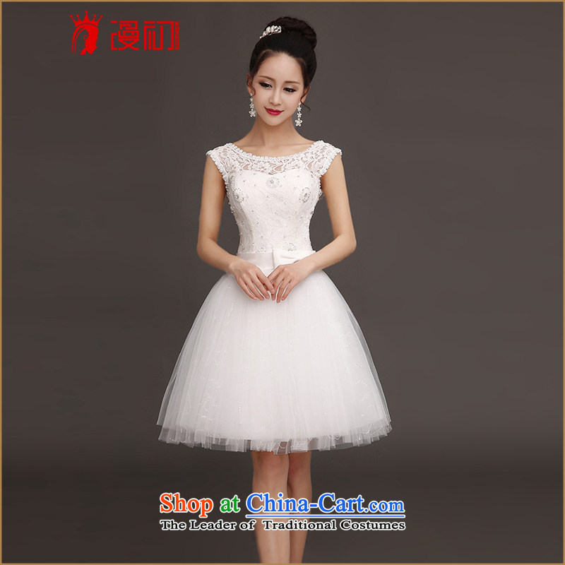 In the early 2015 new man bridesmaid dress shoulders lace white short, maiden honey sister skirt Korean small white dresses Sau San?XL