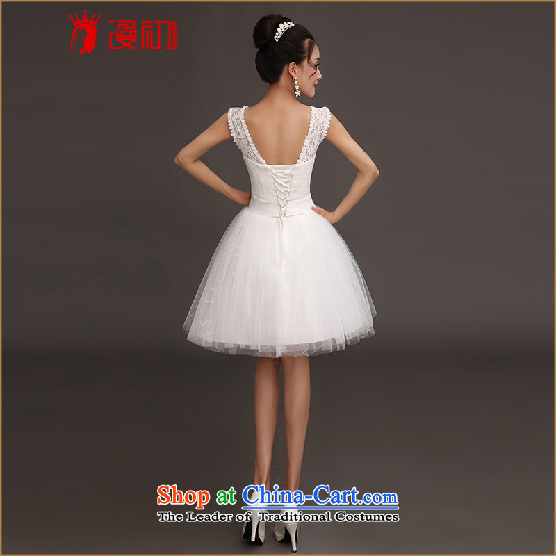 In the early 2015 new man bridesmaid dress shoulders lace white short, maiden honey sister skirt Korean small white dresses Sau San XL, Early Man , , , shopping on the Internet
