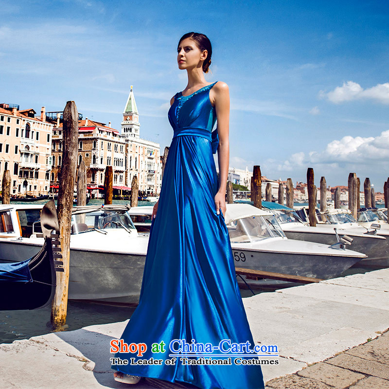 Full Chamber Fang 2015 Venice New 2 shoulder straps engraving bride dress bows Service Decoration evening dresses L20391  165-L, blue full Chamber Fong shopping on the Internet has been pressed.