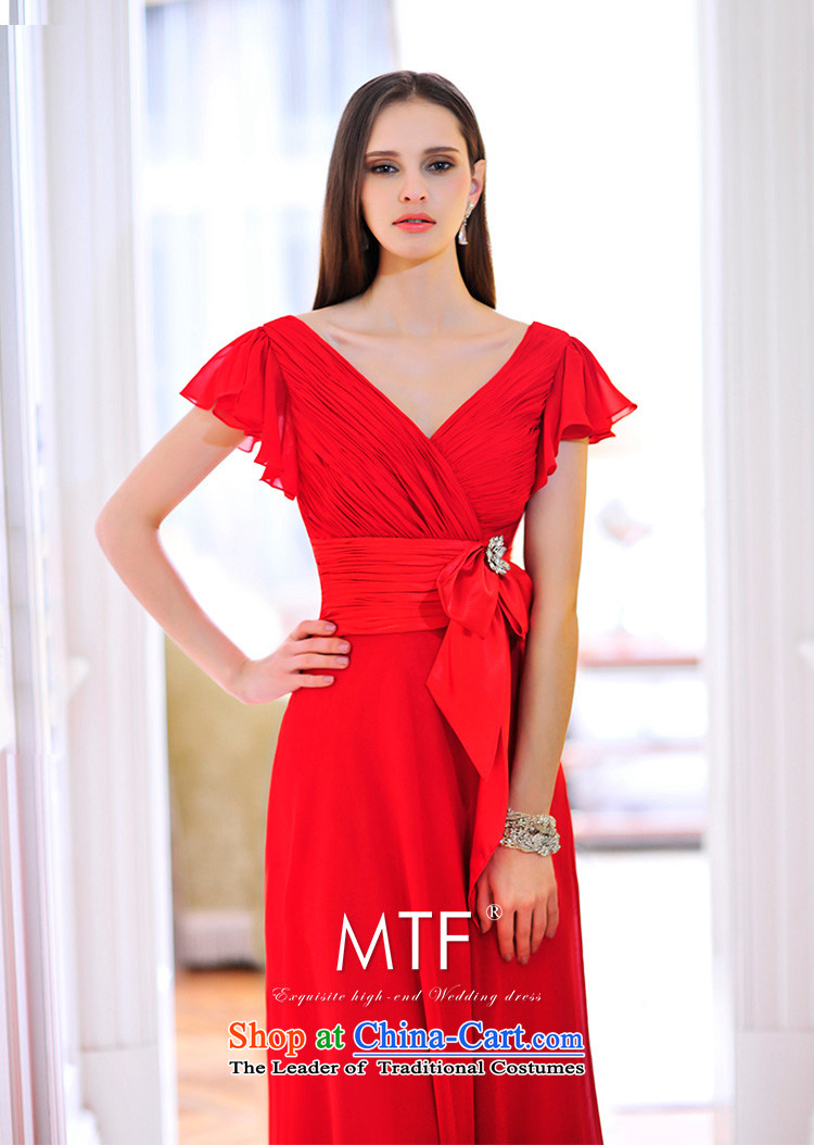 Full Chamber Fang 2015 Spring/Summer MTF new red V-Neck marriages wedding dresses Siu Fei cuff bows L21478 services tailored to the red picture, prices, brand platters! The elections are supplied in the national character of distribution, so action, buy now enjoy more preferential! As soon as possible.