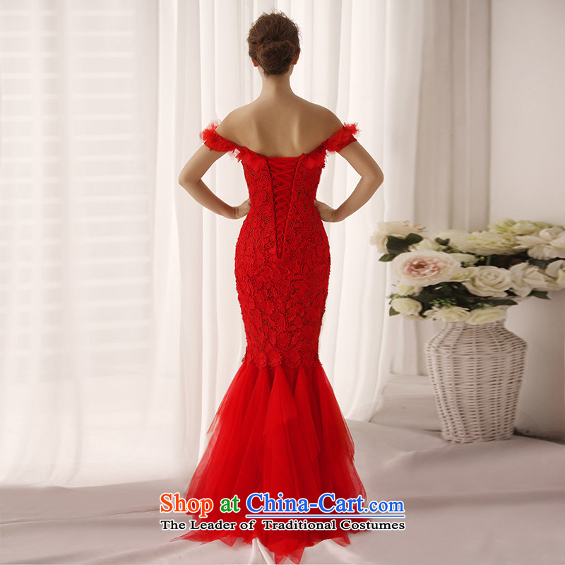 2015 new crowsfoot dress the word shoulder bride services evening dresses and bows chest) Red L0395 red tailored, full Chamber Fong shopping on the Internet has been pressed.
