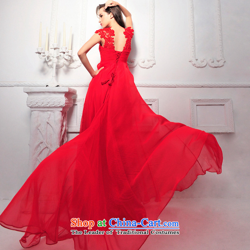 2015 new wedding dresses Summer Package red shoulder V-Neck long Princess Bride Dinner Sau San bows services 1260 Red 165-S, full Chamber Fong shopping on the Internet has been pressed.