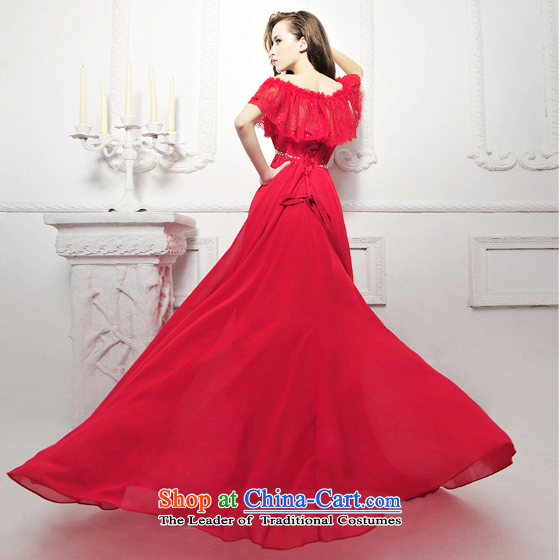 2015 new marriages dinner red anointed chest Korean long gown bows services wedding dress 1281 Red?173-S Princess