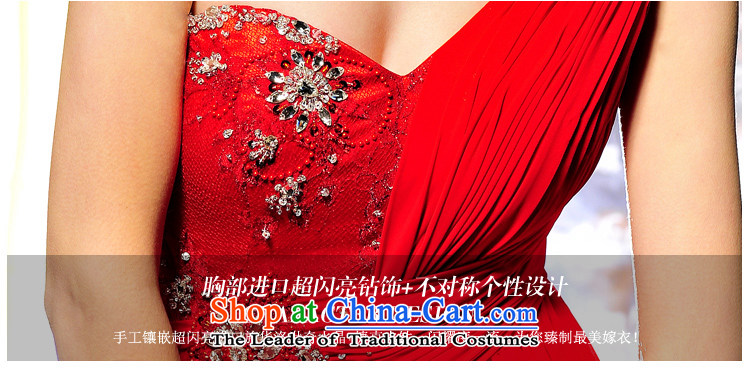 2015 new wedding dress bride bridesmaid long single shoulder small red dress Korean dress uniform L1349 bows red 165-XL picture, prices, brand platters! The elections are supplied in the national character of distribution, so action, buy now enjoy more preferential! As soon as possible.