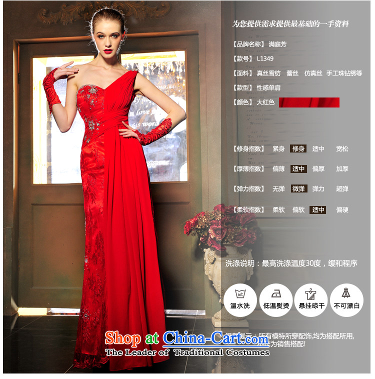 2015 new wedding dress bride bridesmaid long single shoulder small red dress Korean dress uniform L1349 bows red 165-XL picture, prices, brand platters! The elections are supplied in the national character of distribution, so action, buy now enjoy more preferential! As soon as possible.