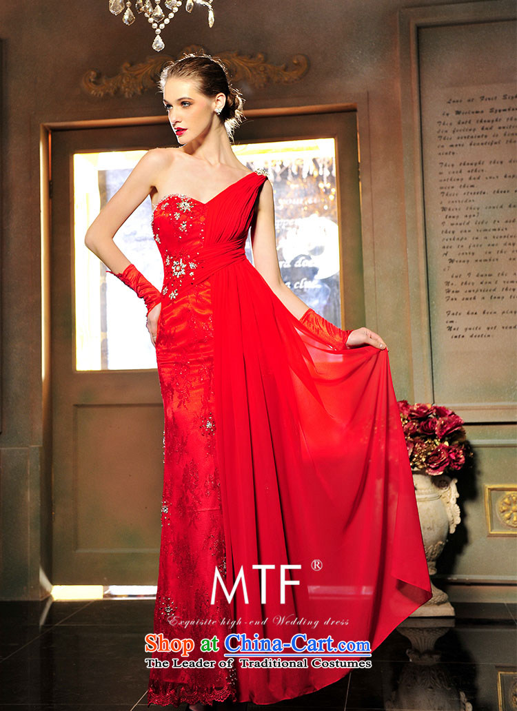 2015 new wedding dress bride bridesmaid long single shoulder small red dress Korean dress uniform L1349 bows red 165-XL picture, prices, brand platters! The elections are supplied in the national character of distribution, so action, buy now enjoy more preferential! As soon as possible.