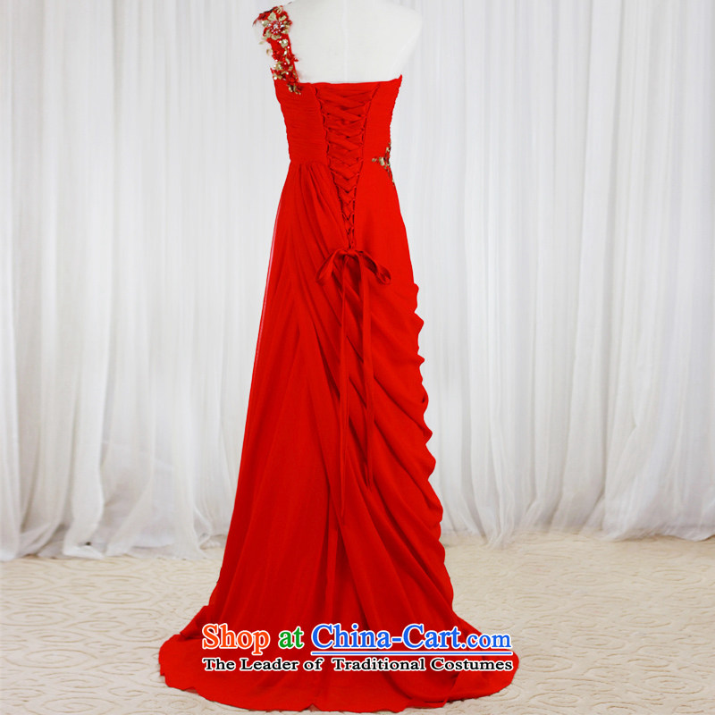 The Korean version of the new 2015 wedding dress shoulder straps wedding red Sau San toasting champagne evening dress uniform L951  173-XL, Red full Chamber Fong shopping on the Internet has been pressed.