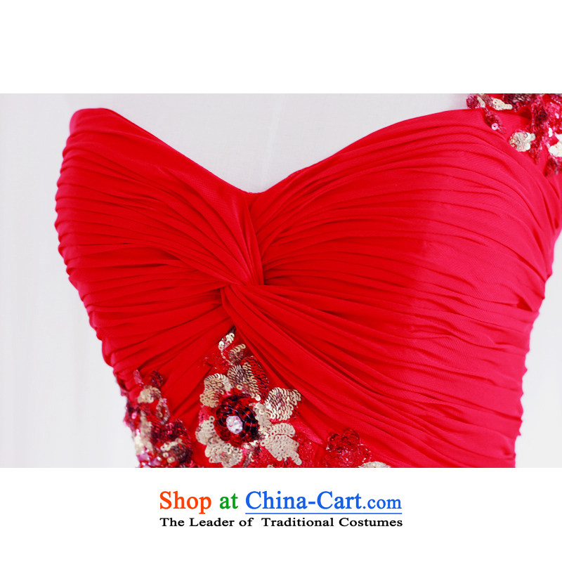 The Korean version of the new 2015 wedding dress shoulder straps wedding red Sau San toasting champagne evening dress uniform L951  173-XL, Red full Chamber Fong shopping on the Internet has been pressed.