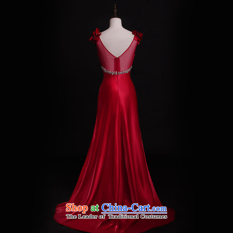 Full Chamber Fang 2015 new dresses L21421 shoulder strap lace wiping the chest long bride bows dress red red uniform tail 15cm tailored, full Chamber Fong shopping on the Internet has been pressed.