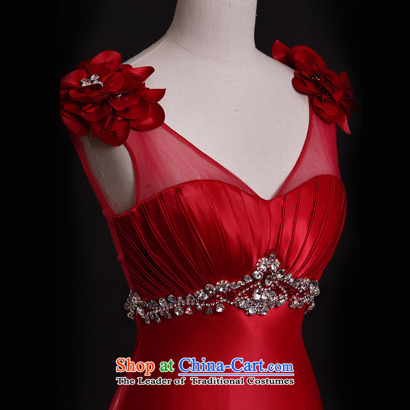 Full Chamber Fang 2015 new dresses L21421 shoulder strap lace wiping the chest long bride bows dress red red uniform tail 15cm tailored, full Chamber Fong shopping on the Internet has been pressed.