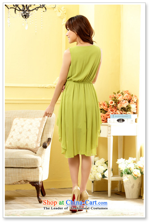  The Korean version of the drill on Jk2.yy bridesmaid skirt elastic waist and large swing chiffon round-neck collar larger small dress dresses J9607 fruit green XXL picture, prices, brand platters! The elections are supplied in the national character of distribution, so action, buy now enjoy more preferential! As soon as possible.