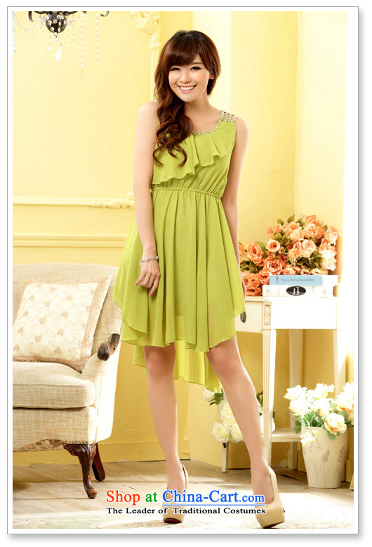  The Korean version of the drill on Jk2.yy bridesmaid skirt elastic waist and large swing chiffon round-neck collar larger small dress dresses J9607 fruit green XXL picture, prices, brand platters! The elections are supplied in the national character of distribution, so action, buy now enjoy more preferential! As soon as possible.