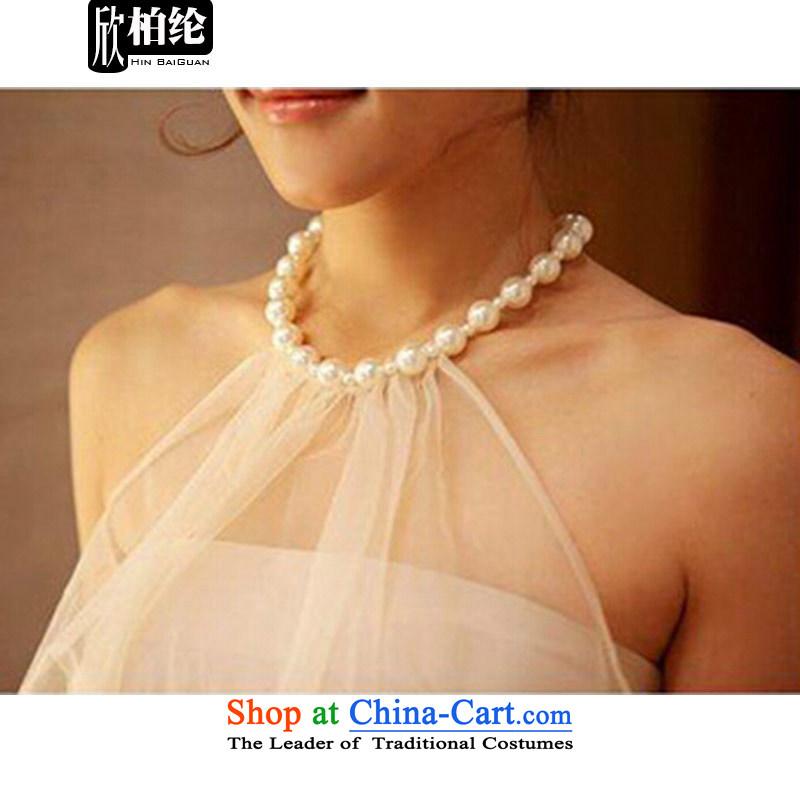 Yan Bo fiber 2015 Summer new back bon bon gauze pearl hanging also dresses F6462 female white are code, YAN BO Fiber , , , shopping on the Internet