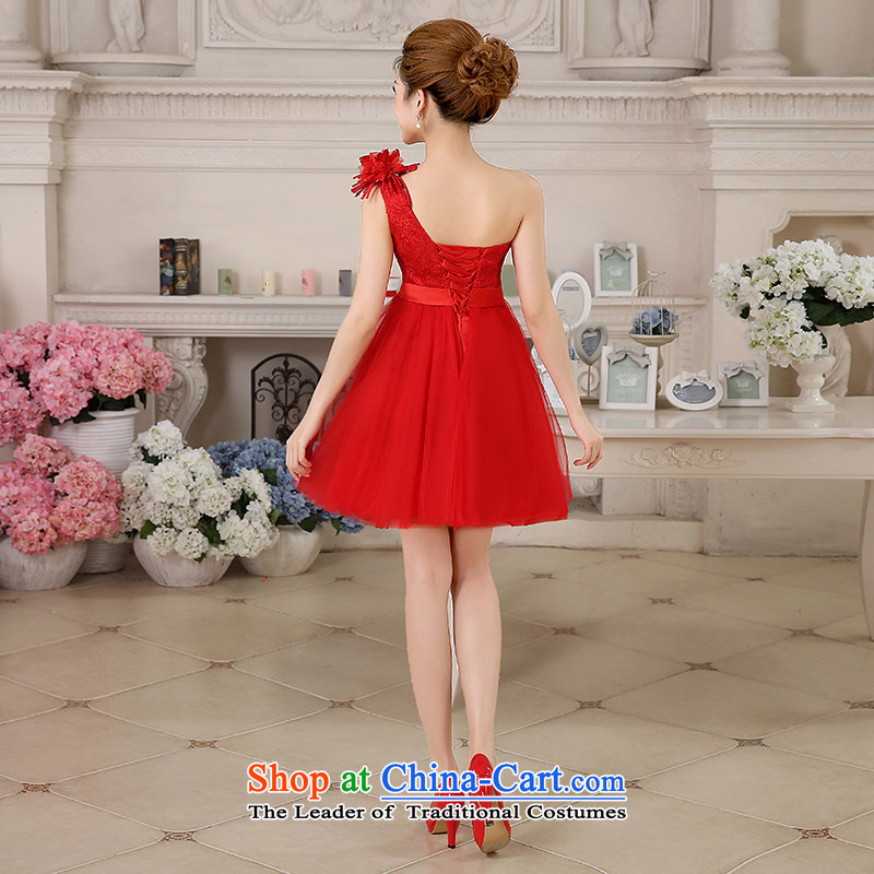 The HIV NEW 2015 wedding dresses Korean lace wiping the chest wall also bow tie shoulder flowers bride evening dress uniform L0042 bows red (B) * single shoulder) HIV Miele has been pressed, online shopping