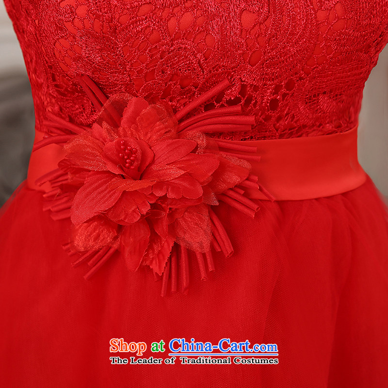 The HIV NEW 2015 wedding dresses Korean lace wiping the chest wall also bow tie shoulder flowers bride evening dress uniform L0042 bows red (B) * single shoulder) HIV Miele has been pressed, online shopping