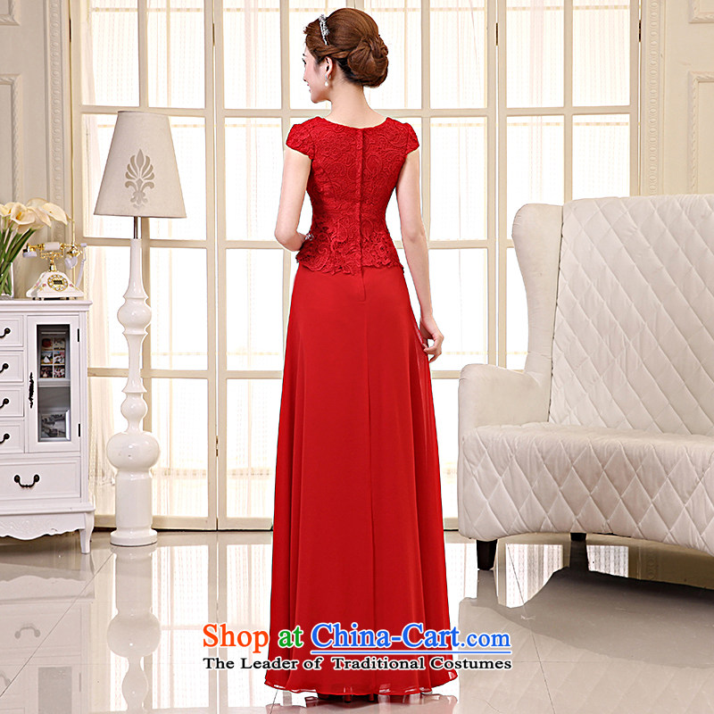 The HIV NEW 2015 wedding dress bride bows services long marriage lace Sau San video evening dress elegant princess thin skirt L0038 RED M HIV Miele shopping on the Internet has been pressed.