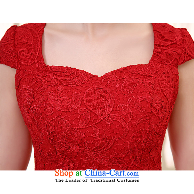 The HIV NEW 2015 wedding dress bride bows services long marriage lace Sau San video evening dress elegant princess thin skirt L0038 RED M HIV Miele shopping on the Internet has been pressed.