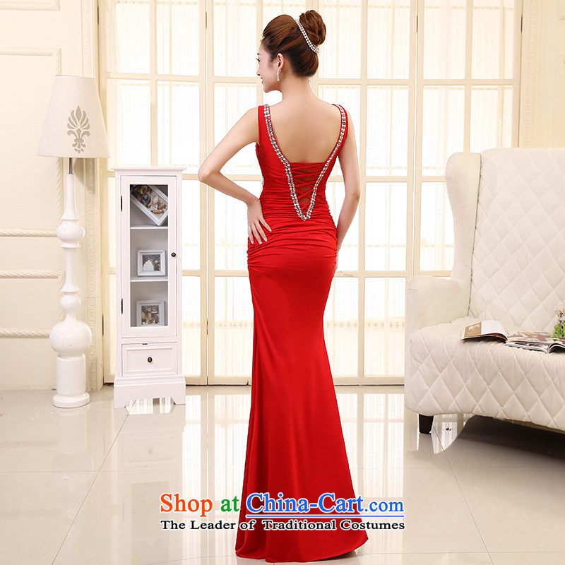 The HIV NEW 2015 wedding dresses red long strap Bridal Services stylish shoulders toasting champagne evening dress Sau San will L0037 RED S, HIV Miele shopping on the Internet has been pressed.