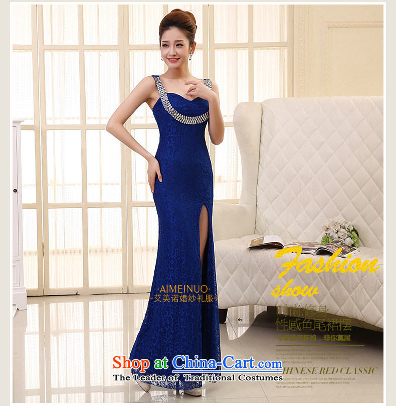 The HIV NEW 2015 wedding dress bride bows services long marriage lace crowsfoot high on the forklift truck Sau San evening dresses diamond shoulders L0035 sapphire blue XL Photo, prices, brand platters! The elections are supplied in the national character of distribution, so action, buy now enjoy more preferential! As soon as possible.