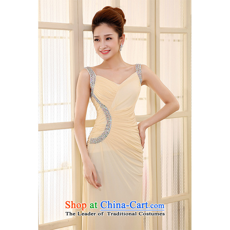 The HIV NEW 2015 wedding dresses long marriages bows dress stylish Shoulder Drill Sau San evening dress will L0034 light champagne color XL, HIV Miele shopping on the Internet has been pressed.