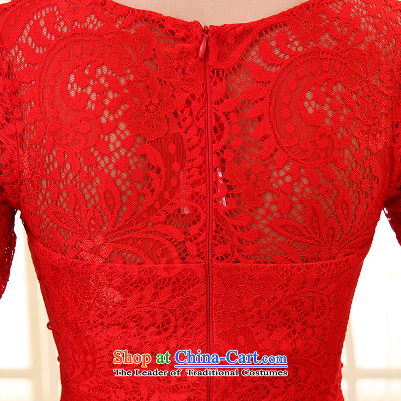 The HIV NEW 2015 wedding dress bride bows long gown marriage 7 cuff lace crowsfoot deep V dress L0033 Sau San Red XL, HIV Miele shopping on the Internet has been pressed.