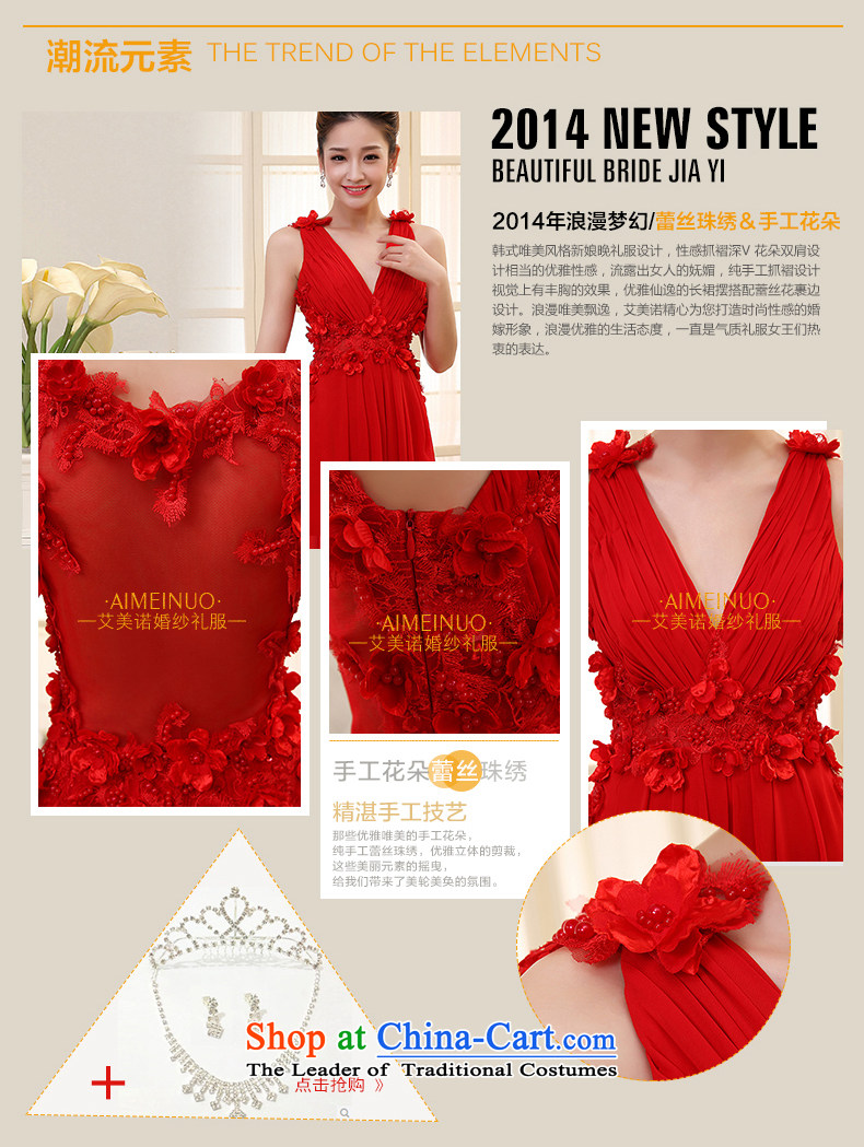 The HIV NEW 2015 wedding dress bride bows long dresses and stylish shoulders deep V manually Korean flower dress L0032 Sau San watermelon red L picture, prices, brand platters! The elections are supplied in the national character of distribution, so action, buy now enjoy more preferential! As soon as possible.