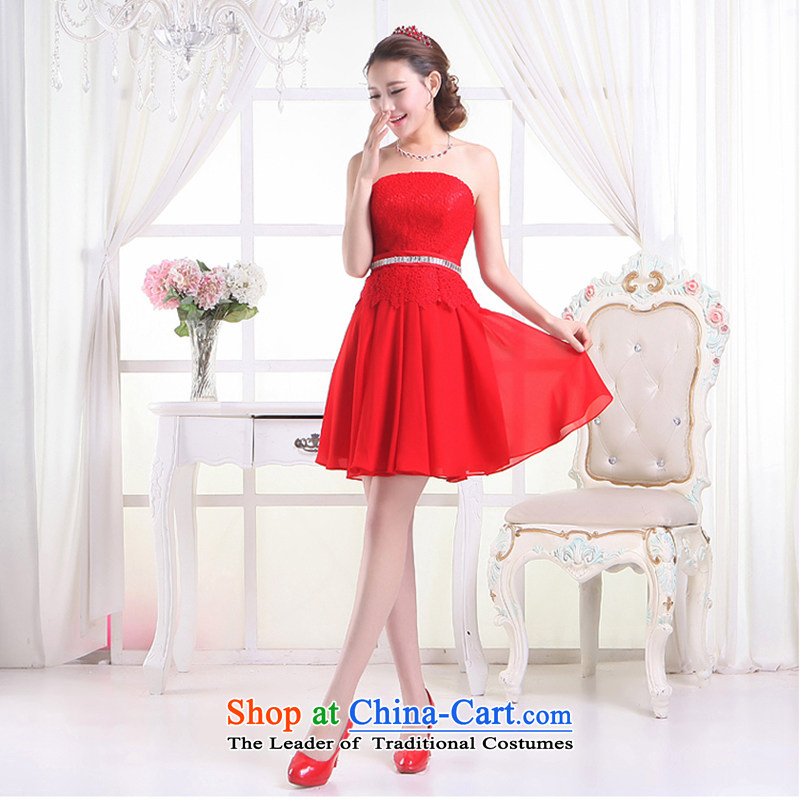 Embroidered short of the bride is wiping the chest bridesmaid lace small short skirts marriages red bows evening dresses 201 new strap butterfly engraving embroidery lace red LF930 XXL suzhou embroidery brides, shipment has been pressed shopping on the Internet