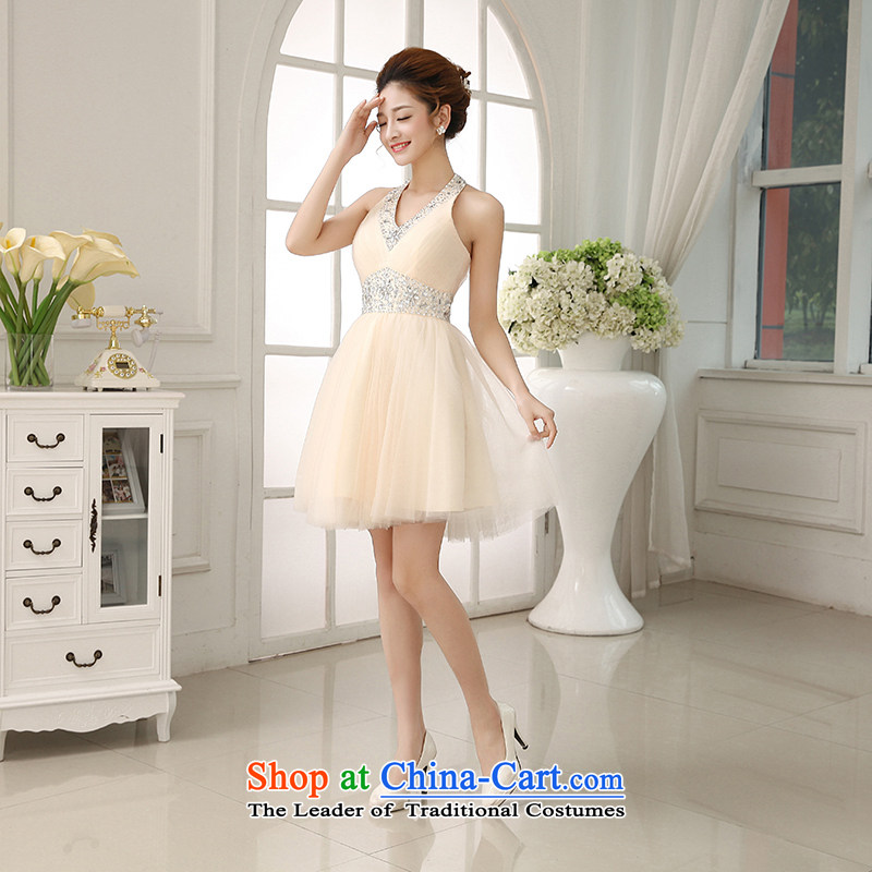 The HIV NEW 2015 Wedding Dress Short of bows bridal dresses marriage stylish also dress Hang Sau San bridesmaid evening dress L0030 light champagne color XL, HIV Miele shopping on the Internet has been pressed.