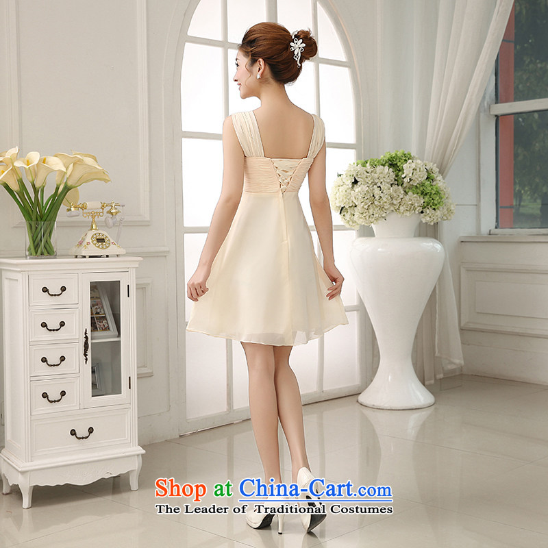 Hiv Miele wedding dresses 2015 new Korean brides bows services Princess Sau San red skirt will tie bridesmaid dress L0028 light champagne color XL, HIV Miele shopping on the Internet has been pressed.