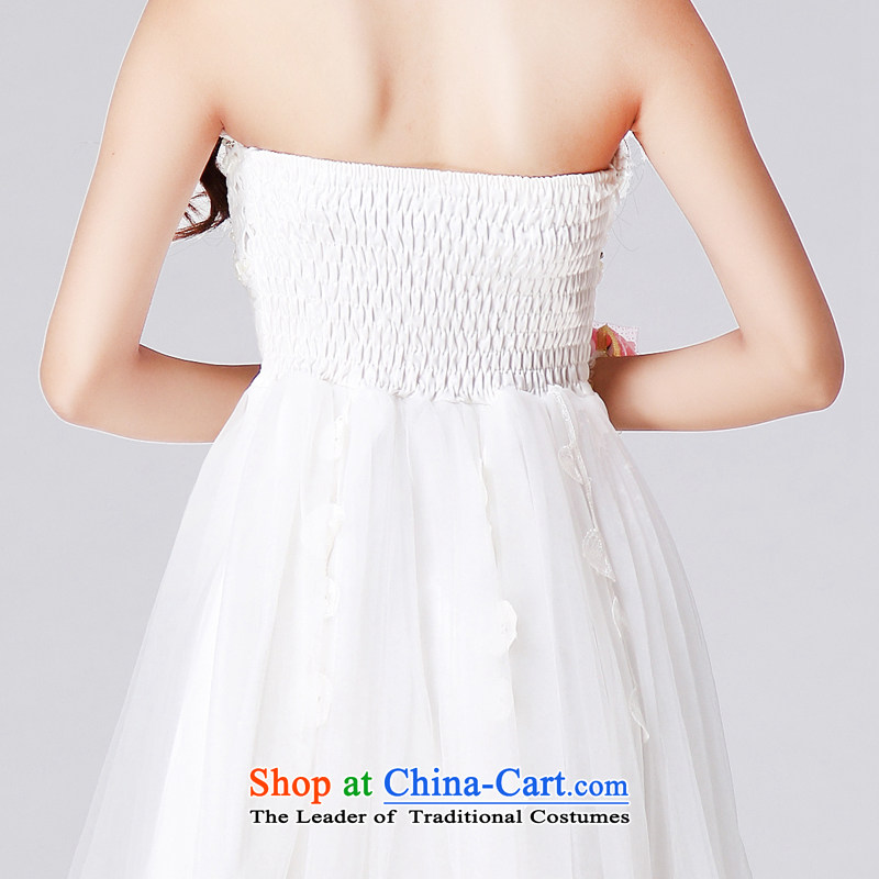 Honey bej new sexy bare shoulders water drilling weaving flower buds Mesh Chest wiped off yarn skirt bows services evening dresses dresses princess wedding dress bridesmaid skirts are code, honey white bay (mibeyee) , , , shopping on the Internet