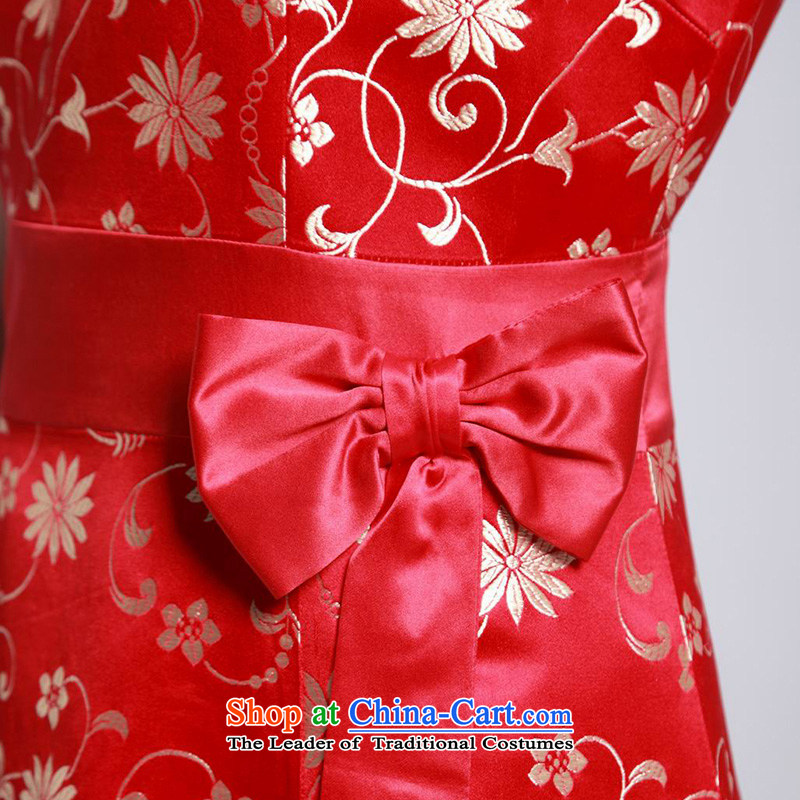 Wooden spring and summer of 2015 really new Chinese wedding dress Bridal Services Improved qipao bows dresses 01237 04 M deep red wood really a , , , shopping on the Internet