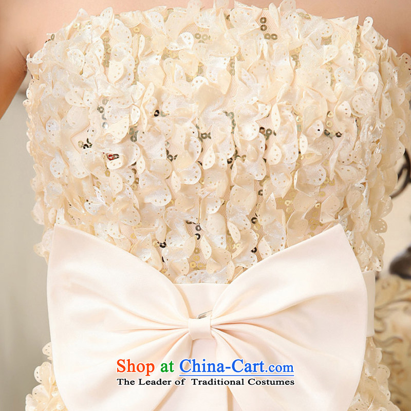 Rain was sweet wedding dresses Yi marriages lace Plate flower bows services under the auspices of the chest and long evening dress LF176 champagne color XL, rain-sang Yi shopping on the Internet has been pressed.