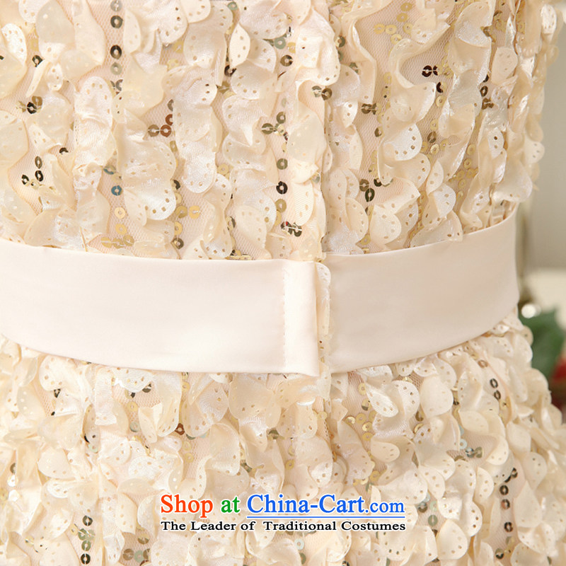 Rain was sweet wedding dresses Yi marriages lace Plate flower bows services under the auspices of the chest and long evening dress LF176 champagne color XL, rain-sang Yi shopping on the Internet has been pressed.