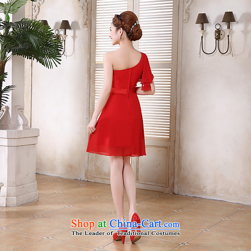 Rain-sang yi bride Wedding 2015 new marriage bows to the princess sweet shoulder short of small dress LF192 bridesmaid Red Red M rain still Yi shopping on the Internet has been pressed.