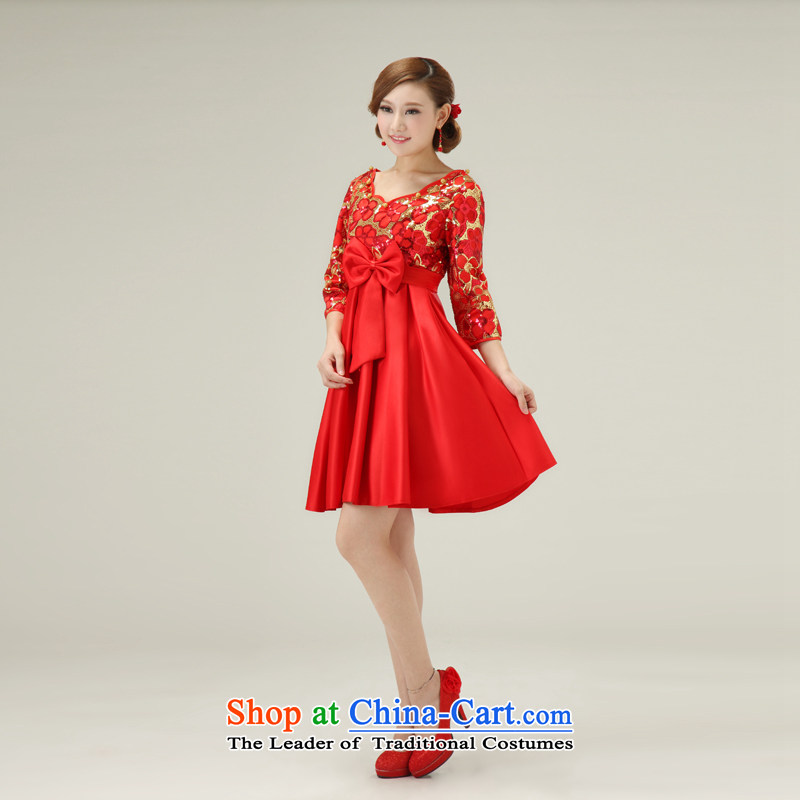 In accordance with the new dresses on Uganda 2015 new waves for 7 to the dress cuff bridesmaid Services Service bridal dresses bows red XL, Yong-yeon and shopping on the Internet has been pressed.