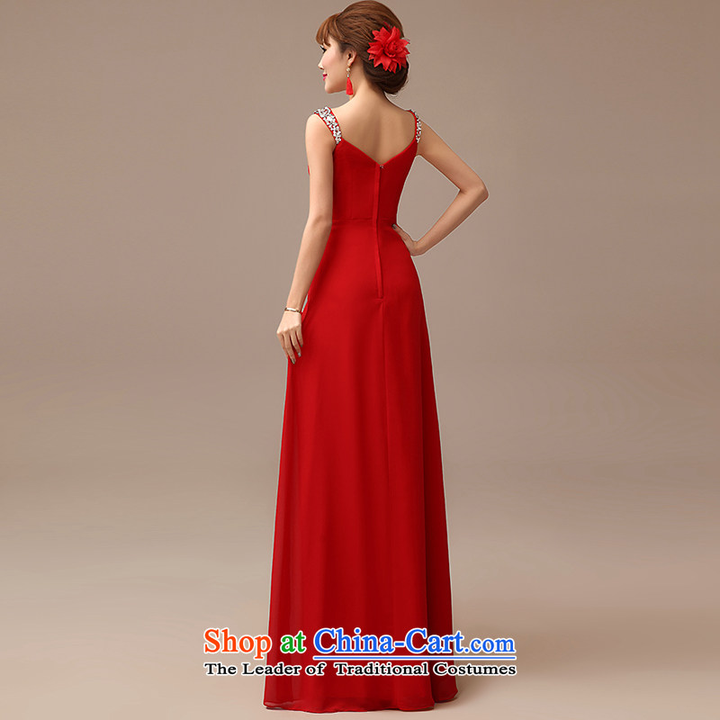 2015 New Red video thin dress bride wedding bows services long red slotted shoulder dress red XXL, Jie Man , , , shopping on the Internet