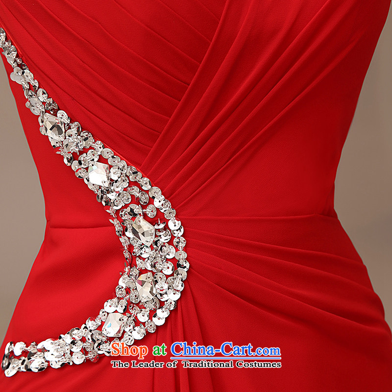 2015 New Red video thin dress bride wedding bows services long red slotted shoulder dress red XXL, Jie Man , , , shopping on the Internet
