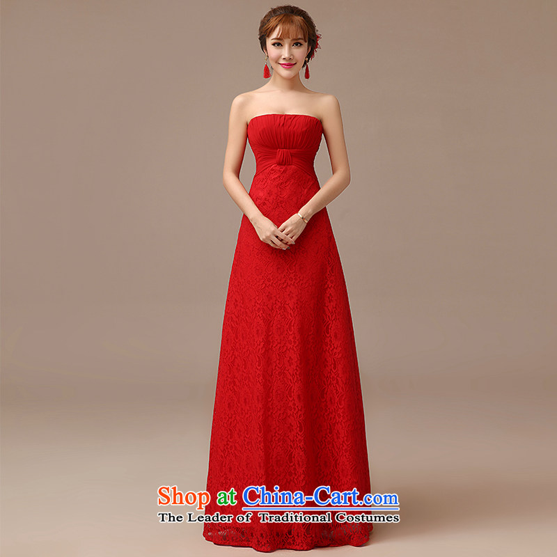 Clean the new bride Castores Magi 2015 serving modern Korean bows and chest lace Sau San Port dress coltish graphics long red zipper M